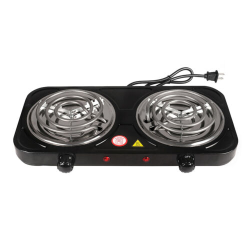 Electric Double Burner 2000W 110V Hot Plate Portable Camping Dorm Stove Cooker - Fresh Stock Dated January 2026