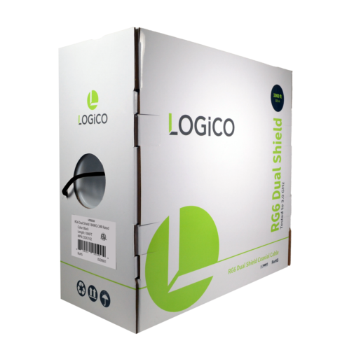 RG6 CoaxCable DualShield 1000FT Black+Strip Tool+Crimp Tool+50F-Type Connect Kit - Fresh Stock Dated December 2025