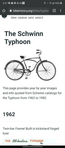 1962 schwinn typhoon / Chicago bucycke company - Fresh Stock Dated December 2025