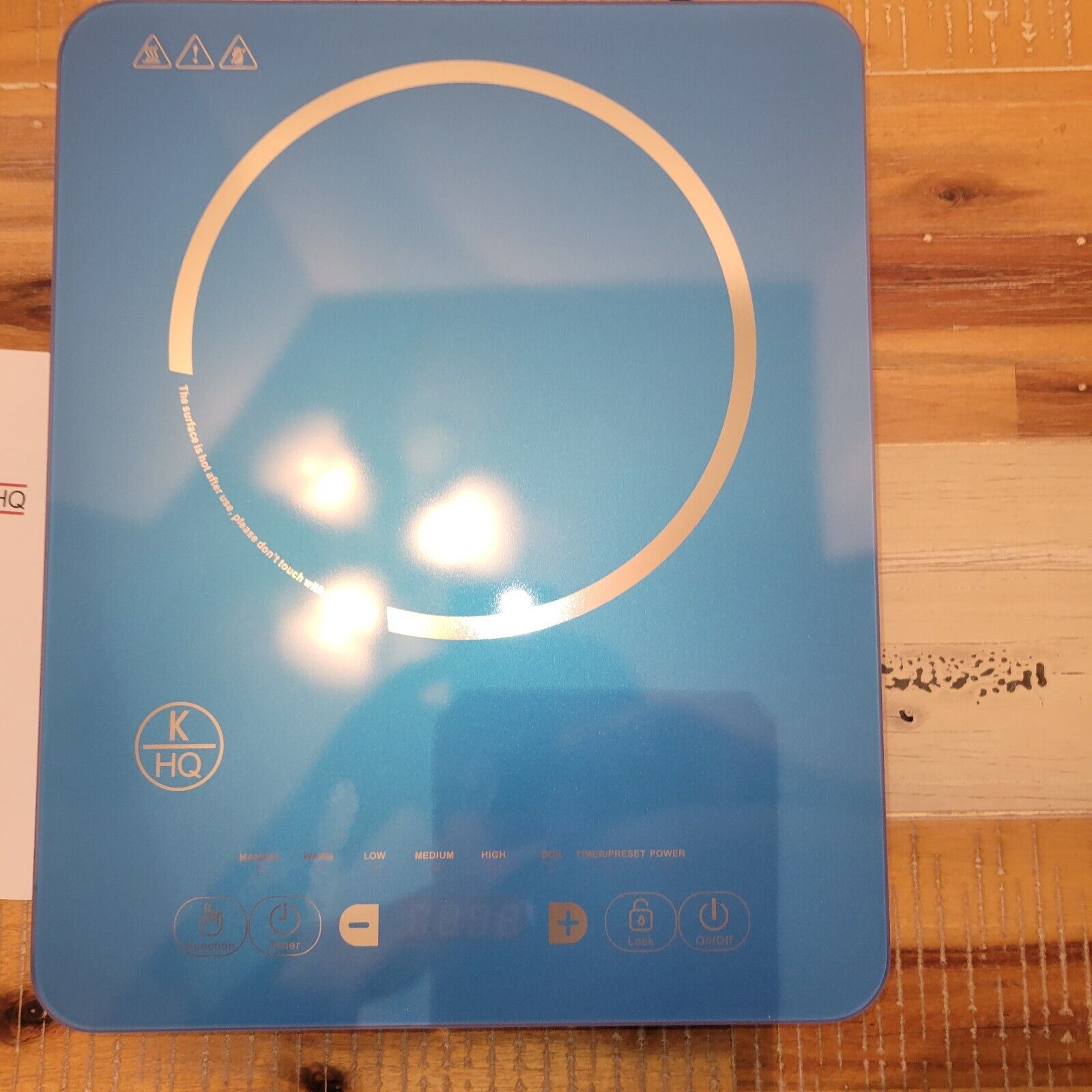 NOB K HQ BLUE 1500W LED Colored Glass Programmable Induction Cooker Glass Blue - Fresh Stock Dated February 2026