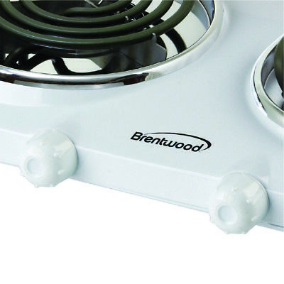 Brentwood Ts-368 Electric 1500W Double Burner Spiral White - Fresh Stock Dated February 2026