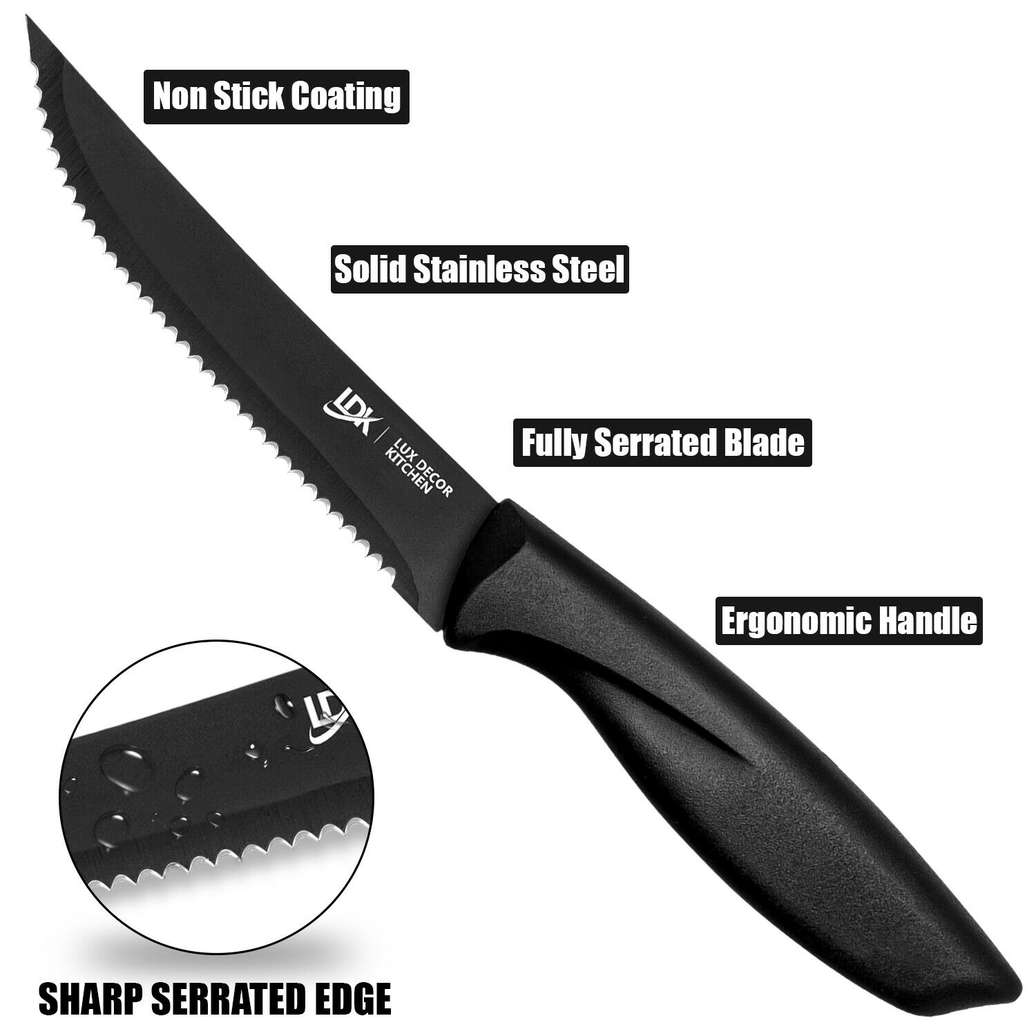 8 Piece Stainless Knife Set Professional Serrated Steak Knives Kitchen Tools USA - Fresh Stock Dated January 2026