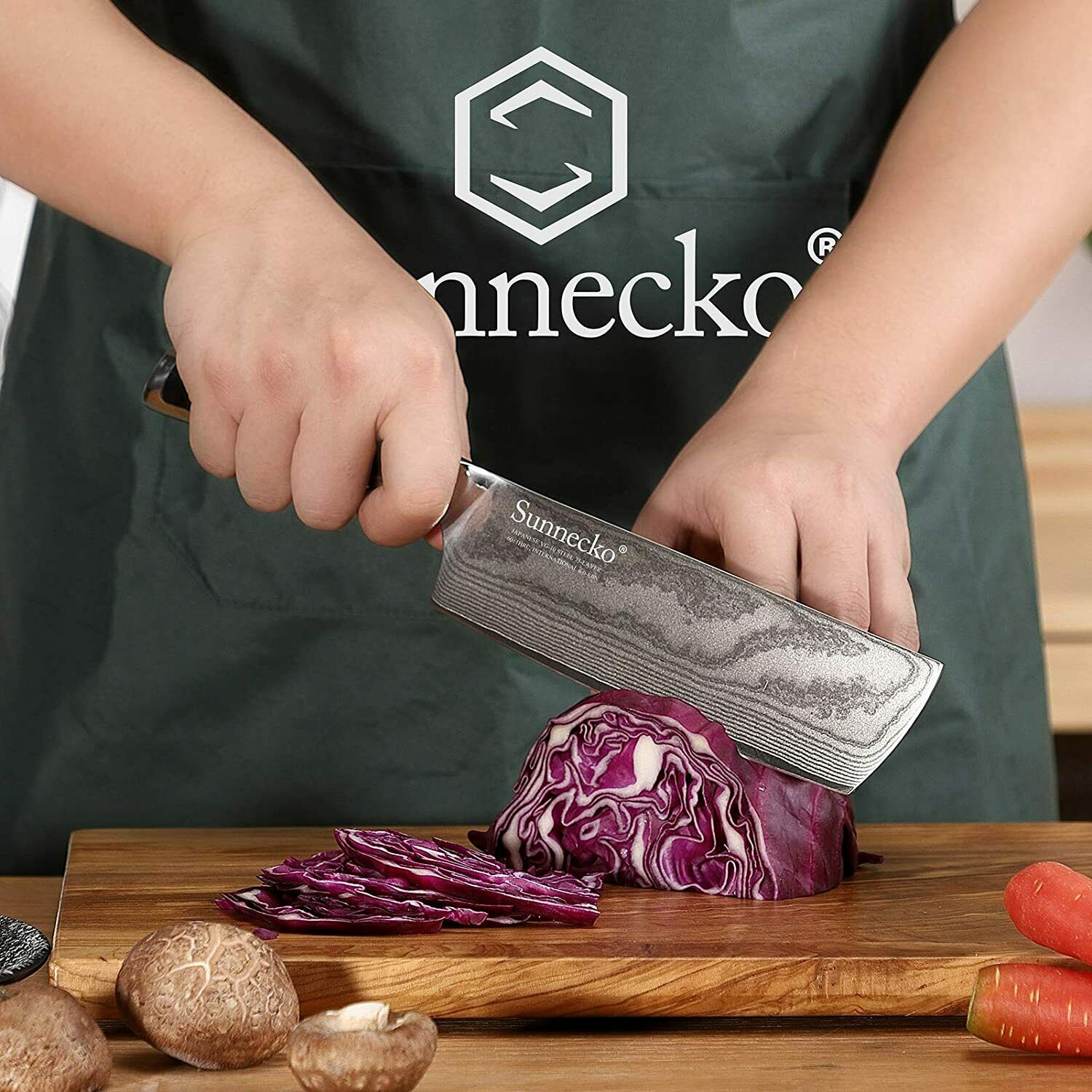 7 Inch Kitchen Nakiri Knife Damascus Steel Chef Cleaver Knife Meat Slicing Tool - Fresh Stock Dated February 2026