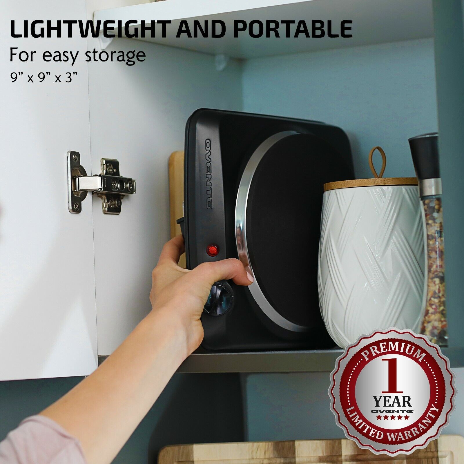 Ovente Electric Cast Iron Burner 7 Inch Single Hot Plate Compact Cooktop BGS101B - Fresh Stock Dated February 2026