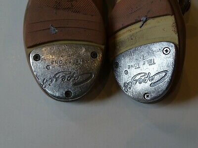 SUNTAN TAN CAPEZIO LEATHER MARY JANE VELCRO TAP DANCE SHOES girls 1.5 M - Fresh Stock Dated December 2025