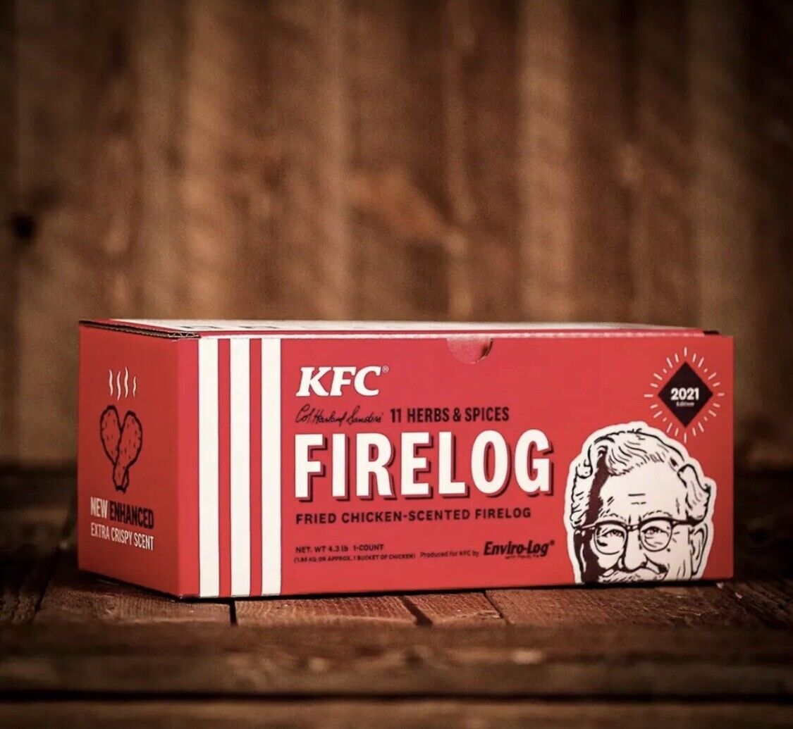 4 NEW IN BOXES  2021 KFC 11 Herbs and Spices Fried Chicken Scented￼ Firelog!!! - Fresh Stock Dated January 2026