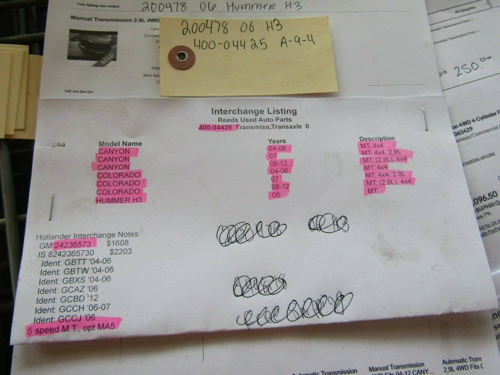 Manual Transmission 2.9L 4WD Fits 04-12 CANYON - Fresh Stock Dated December 2025