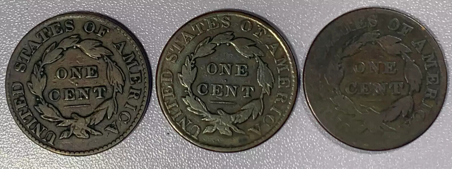 1825, 1827, 1829 - 3 Large Cents Grade Varies - Fresh Stock Dated December 2025