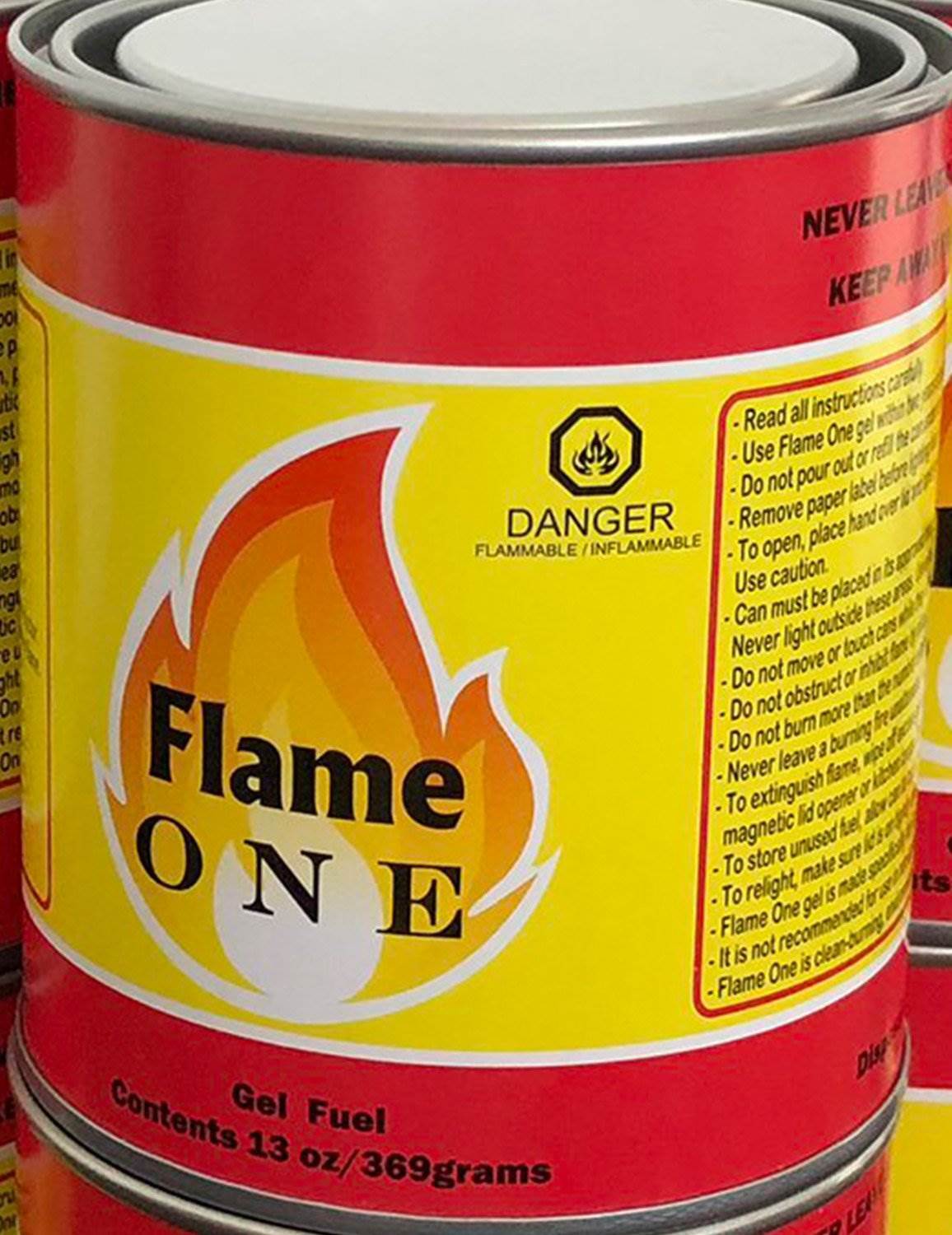 Flame One Indoor or Outdoor Premium Gel Fireplace Fuel in 13 Oz Cans (12 Pack) - Fresh Stock Dated January 2026