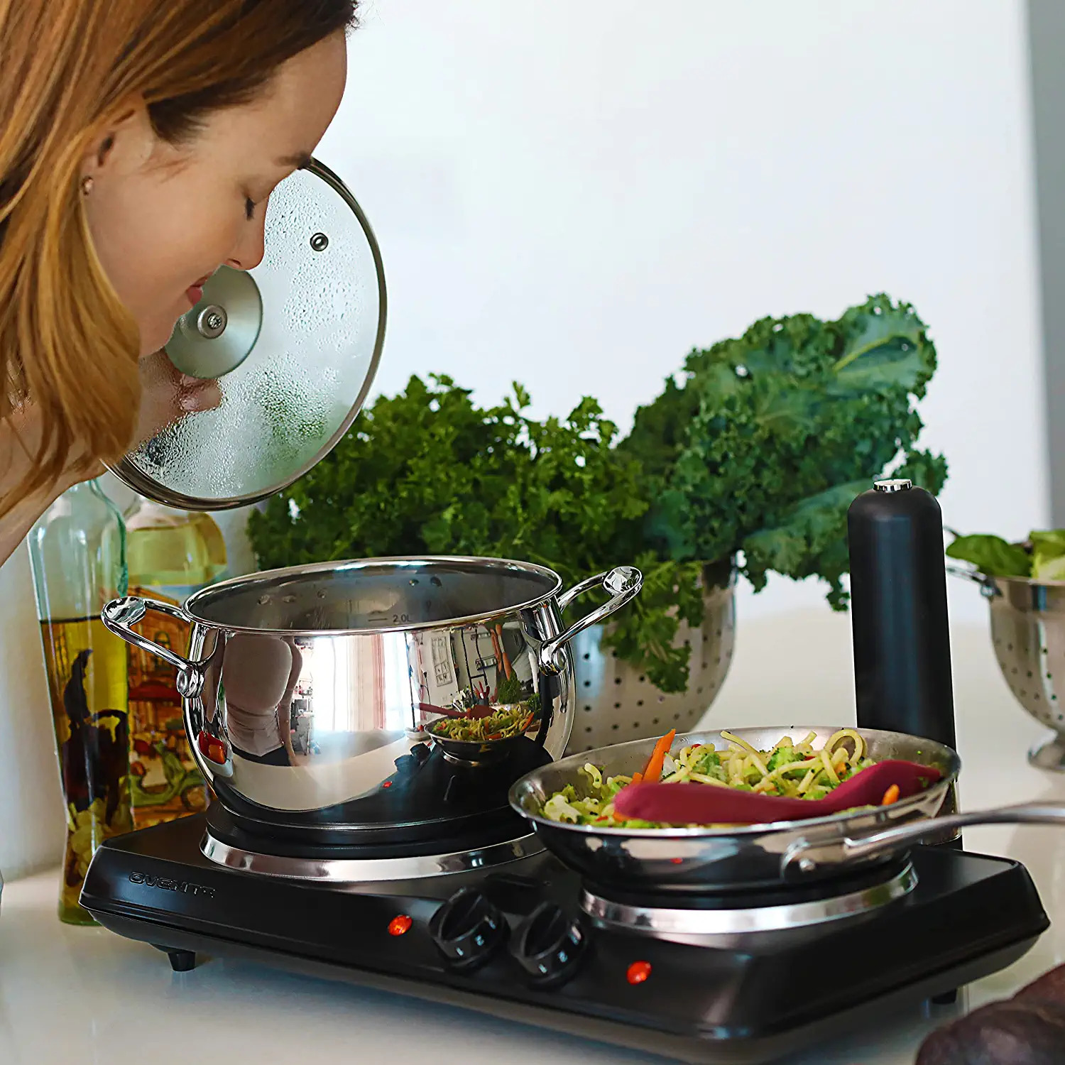 Ovente Electric Double Burner 6 & 7 Inch Cast Iron Hot Plates Cooktop with 5 Lev - Fresh Stock Dated February 2026