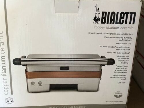 Bialetti Panini Grill Ceramic Copper - Stainless Steel,Copper - Fresh Stock Dated February 2026