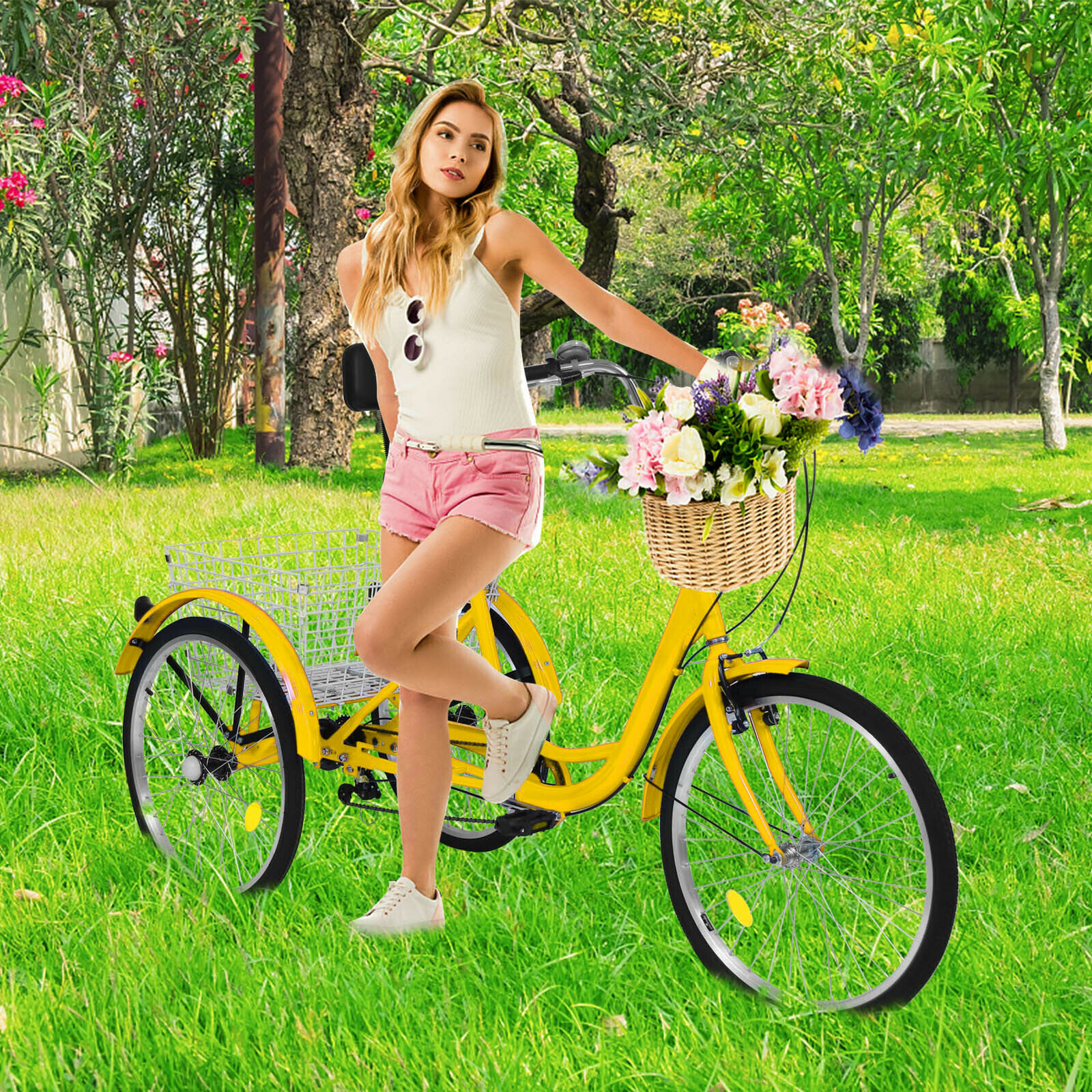 20/24/26inch Adult Tricycle 7 Speed 3-Wheel Adult Bicycle Trike w/Basket & Tools - Fresh Stock Dated December 2025