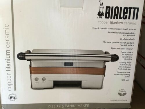 Bialetti Panini Grill Ceramic Copper - Stainless Steel,Copper - Fresh Stock Dated February 2026