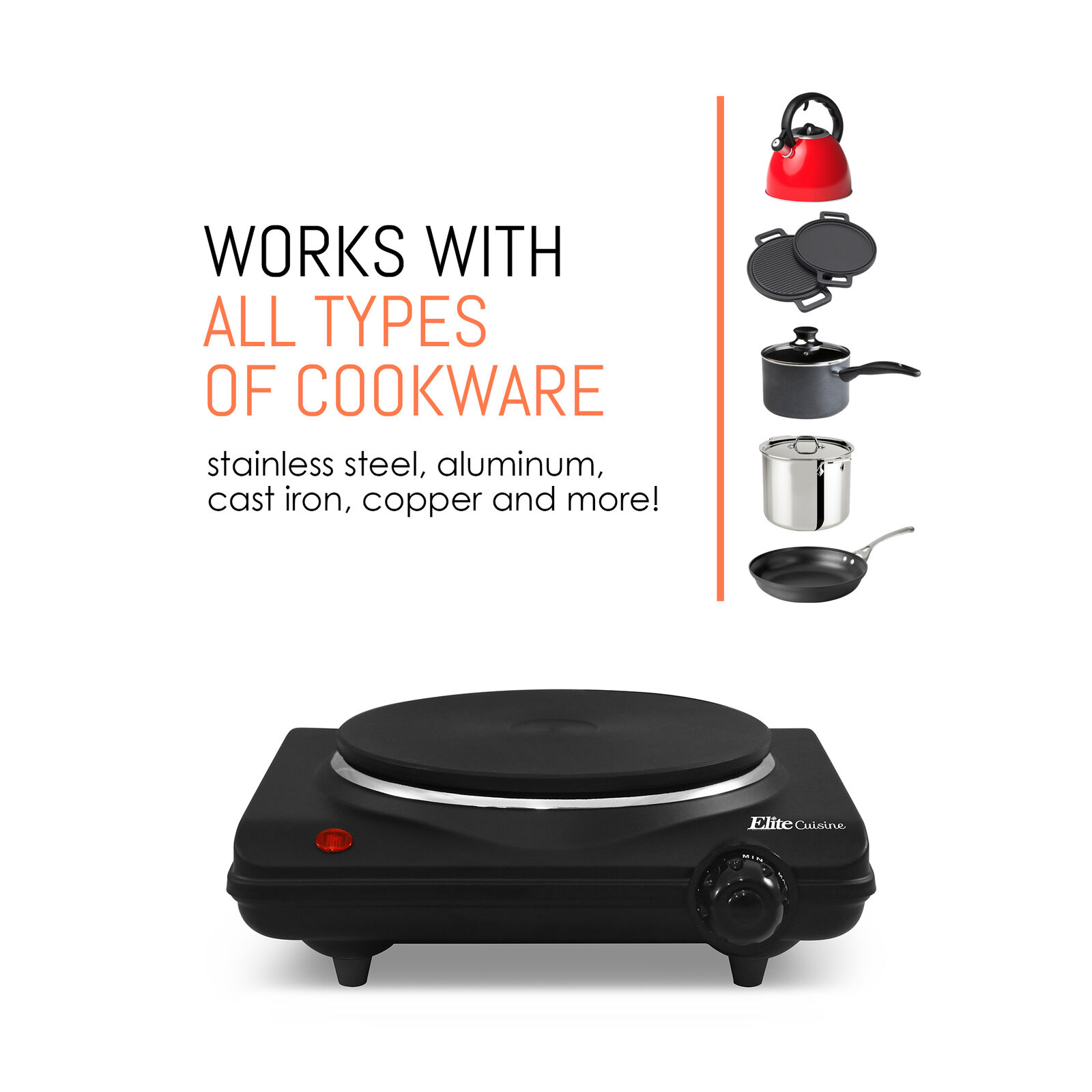 Single Cast Electric Burner Hot Plate Black Marvelous Addition Hot Plate Burner - Fresh Stock Dated February 2026