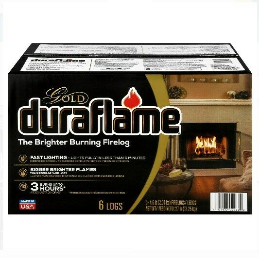 Duraflame Fire Logs 6 Pack - 4.5lb Bright Burning 3 Hour Burn Time Fast Lighting - Fresh Stock Dated January 2026