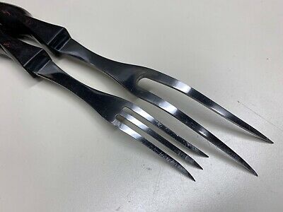 CUTCO CLASSIC BROWN TURNING & CARVING FORKS 1727 / 1726 USA **NICE CONDITION** - Fresh Stock Dated January 2026