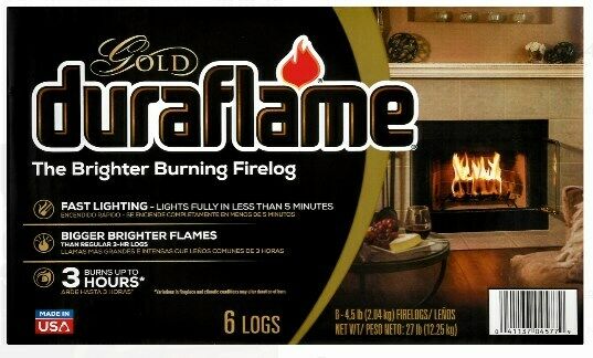 Duraflame Fire Logs 6 Pack - 4.5lb Bright Burning 3 Hour Burn Time Fast Lighting - Fresh Stock Dated January 2026