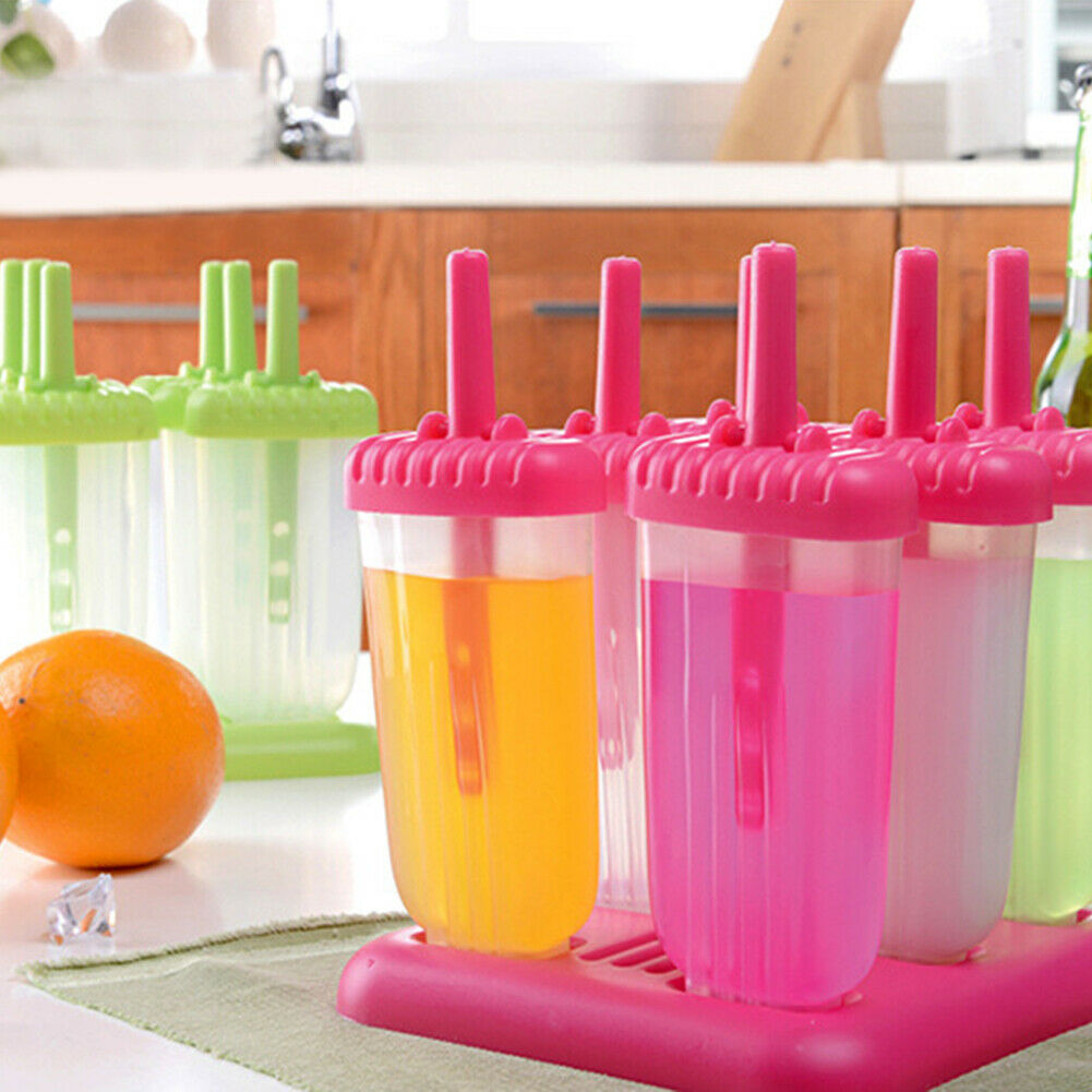 6 Cells DIY Popsicle Molds Ice Cream Makers Frozen Ice-lolly Moulds (Rose) - Fresh Stock Dated February 2026