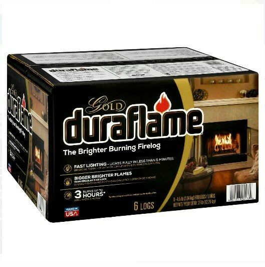 Duraflame Fire Logs 6 Pack - 4.5lb Bright Burning 3 Hour Burn Time Fast Lighting - Fresh Stock Dated January 2026