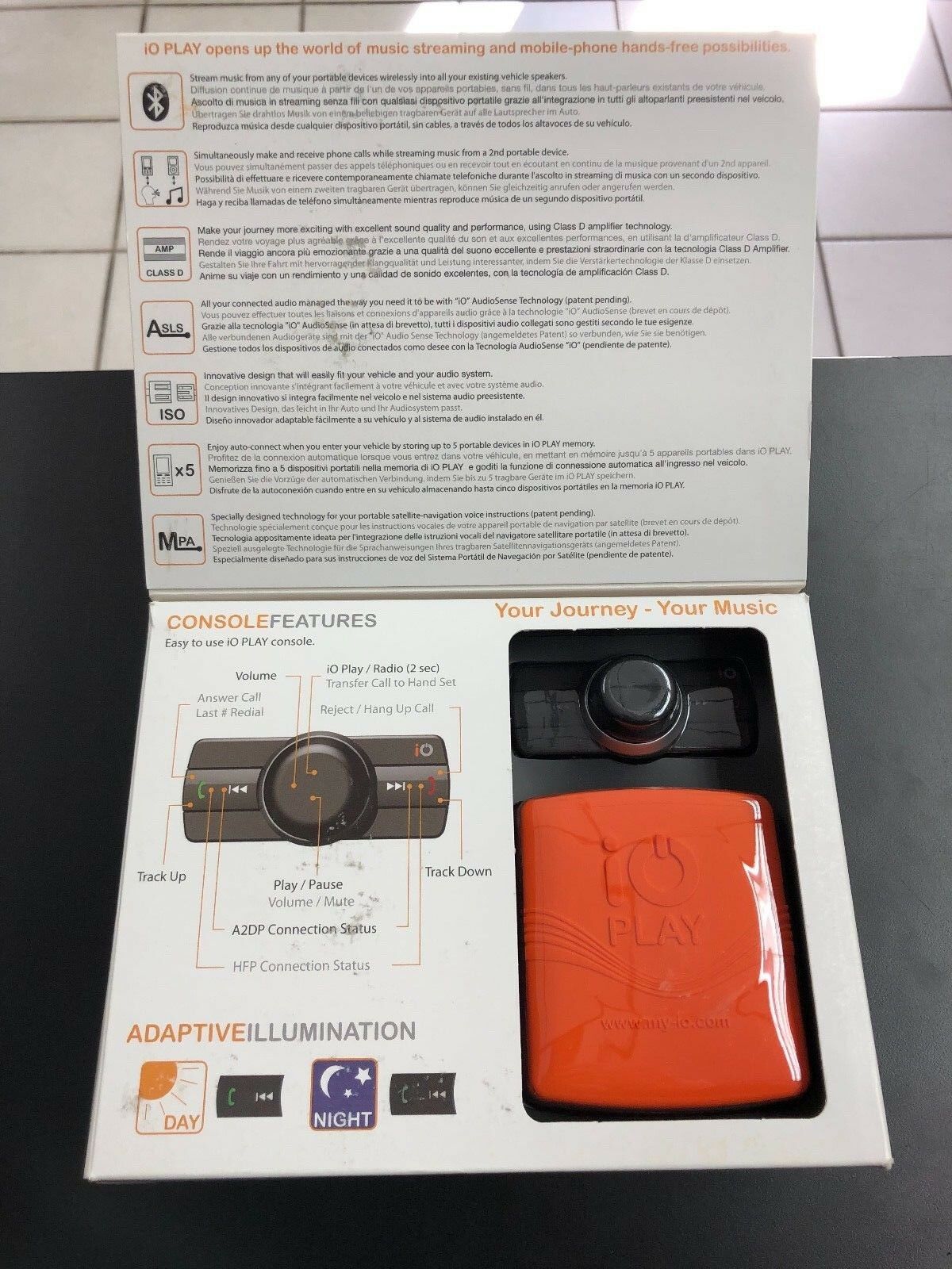 SoundGate iOPLAY 4-speaker Bluetooth audio and cell phone hands-free car kit - Fresh Stock Dated December 2025