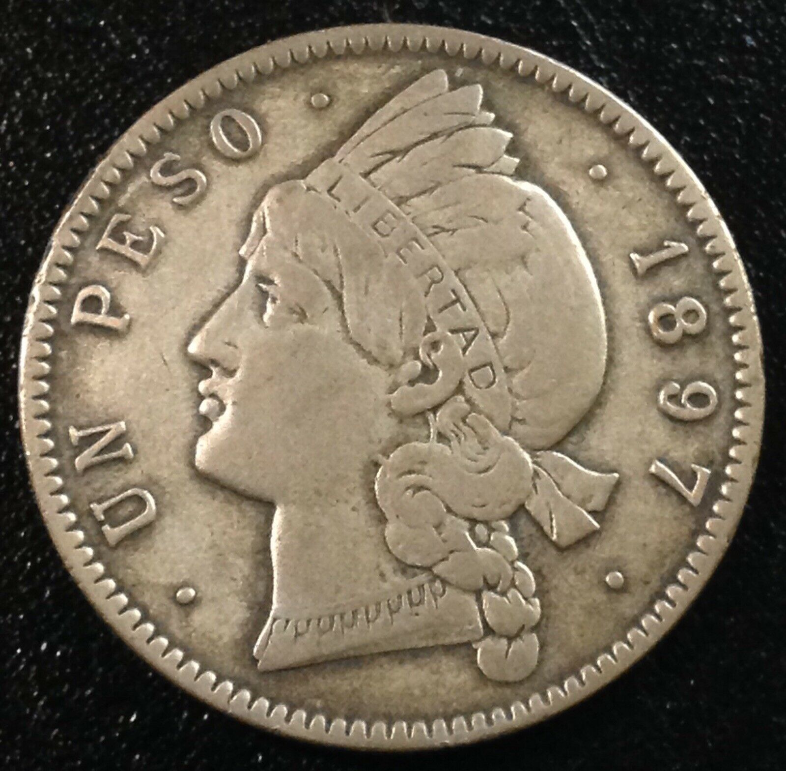 DOMINICAN REPUBLIC 1 Peso 1897 - Silver - VF - Fresh Stock Dated December 2025