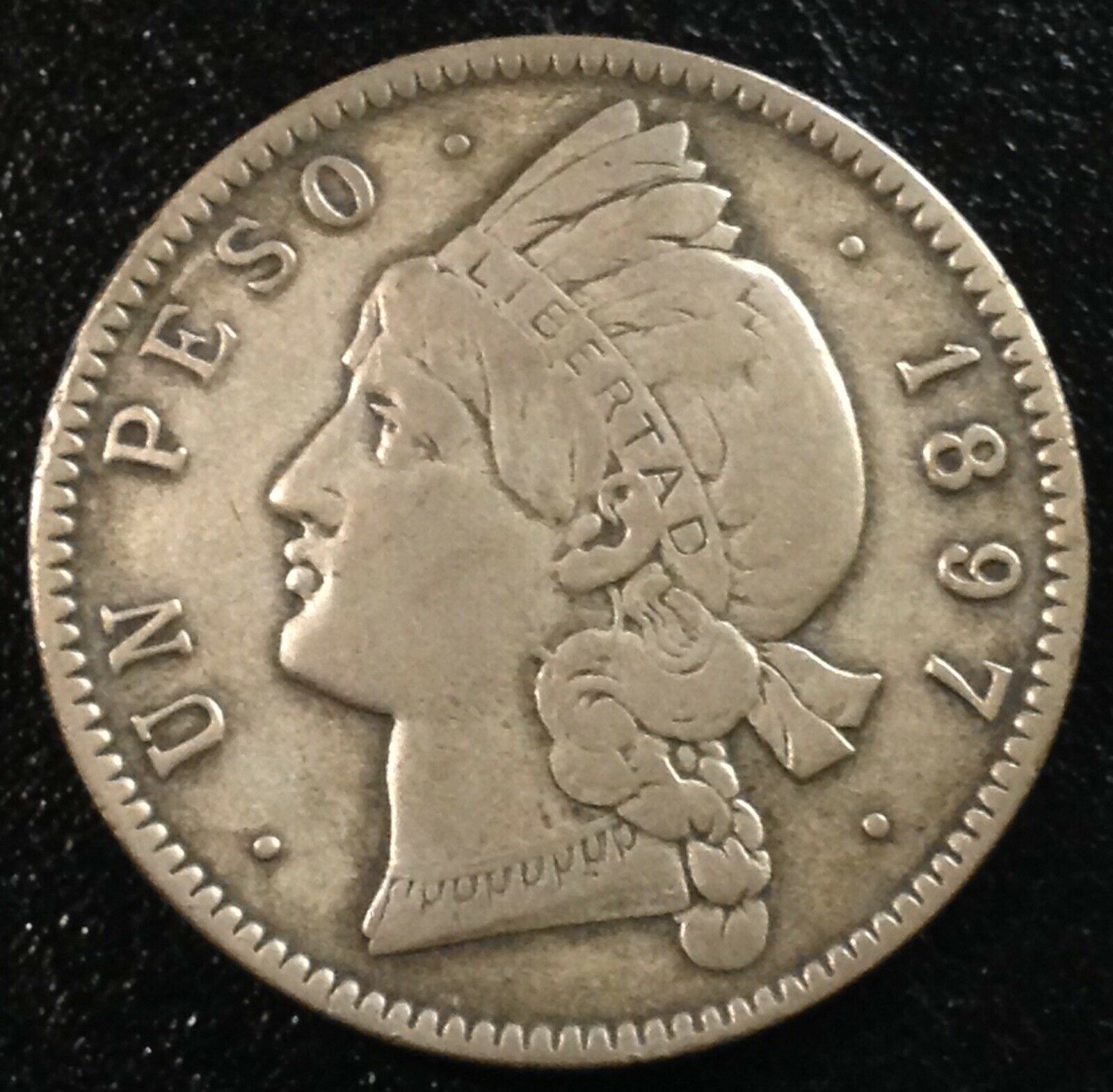 DOMINICAN REPUBLIC 1 Peso 1897 - Silver - VF - Fresh Stock Dated December 2025