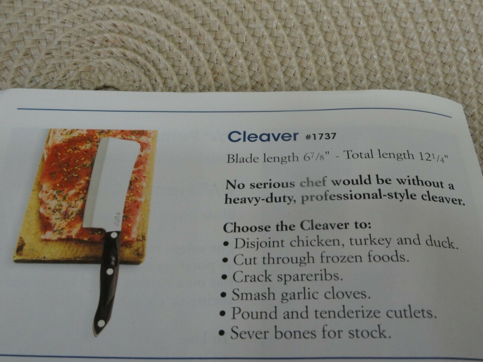 Cutco Black Handle # 1737 KD Cleaver - Fresh Stock Dated January 2026