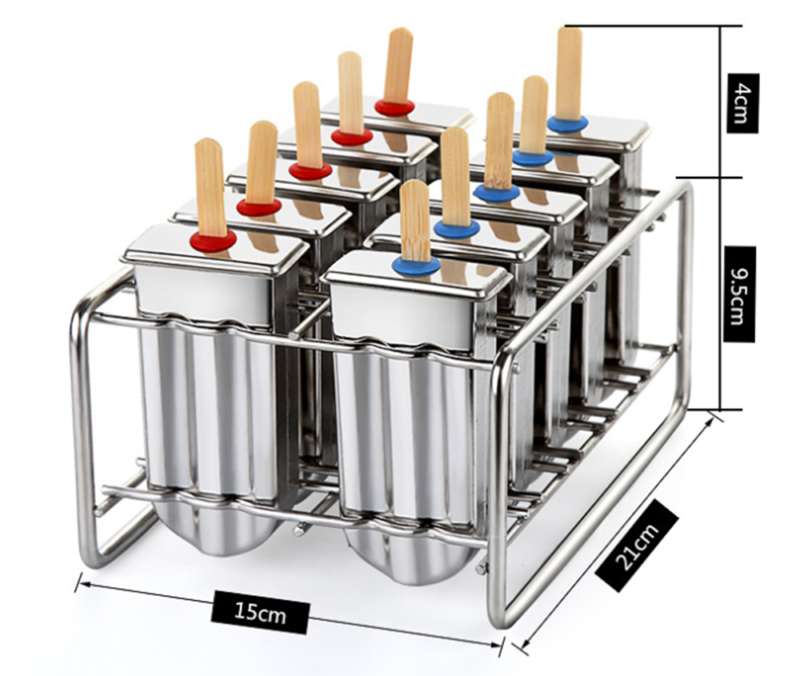 6/10Pcs Popsicle Mold Stainless Steel Ice Cream Mold with Popsicle Holder Rack - Fresh Stock Dated February 2026