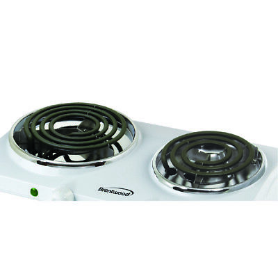 Brentwood Ts-368 Electric 1500W Double Burner Spiral White - Fresh Stock Dated February 2026