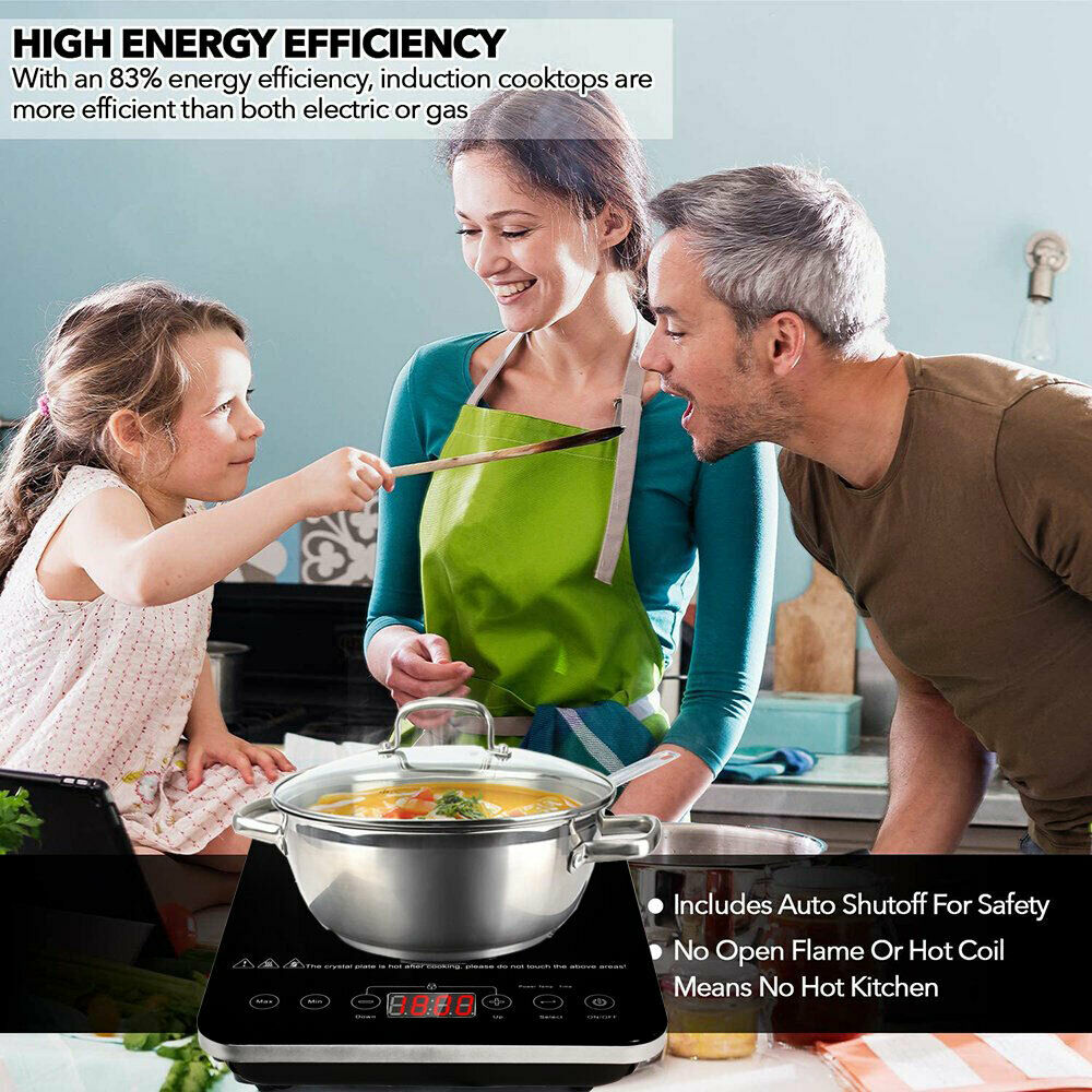 Digital Electric Single Induction Cooker 1800W Portable Burner Cooktop Hot Plate - Fresh Stock Dated February 2026