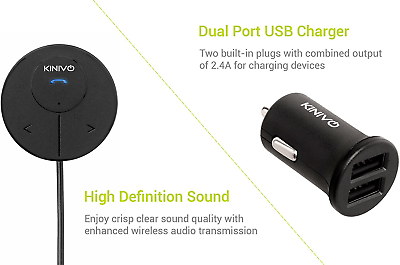 Kinivo BTC480 Hands-Free Car Kit (For Cars With 3.5mm Aux Input, Magnetic Mount - Fresh Stock Dated December 2025