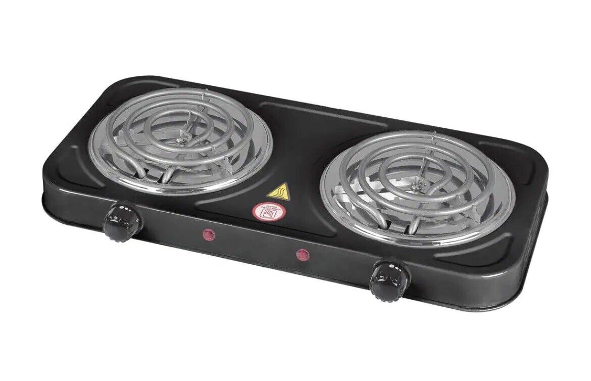 New Double Burner 5.5 in. Black Stainless Steel Hot Plate Electric Stove Eye - Fresh Stock Dated February 2026