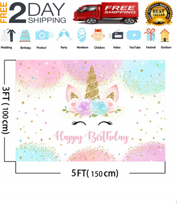 Fondo telon de unicornio para cumpleaños infantiles decoracion party kids backdr - Fresh Stock Dated February 2026
