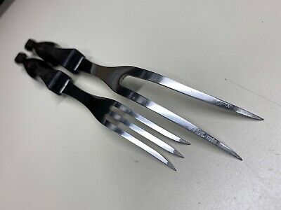CUTCO CLASSIC BROWN TURNING & CARVING FORKS 1727 / 1726 USA **NICE CONDITION** - Fresh Stock Dated January 2026