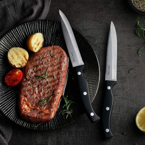 McCook 15pcs Kitchen Knives Cutlery Block Set Stainless Steel Built-in Sharpener - Fresh Stock Dated January 2026