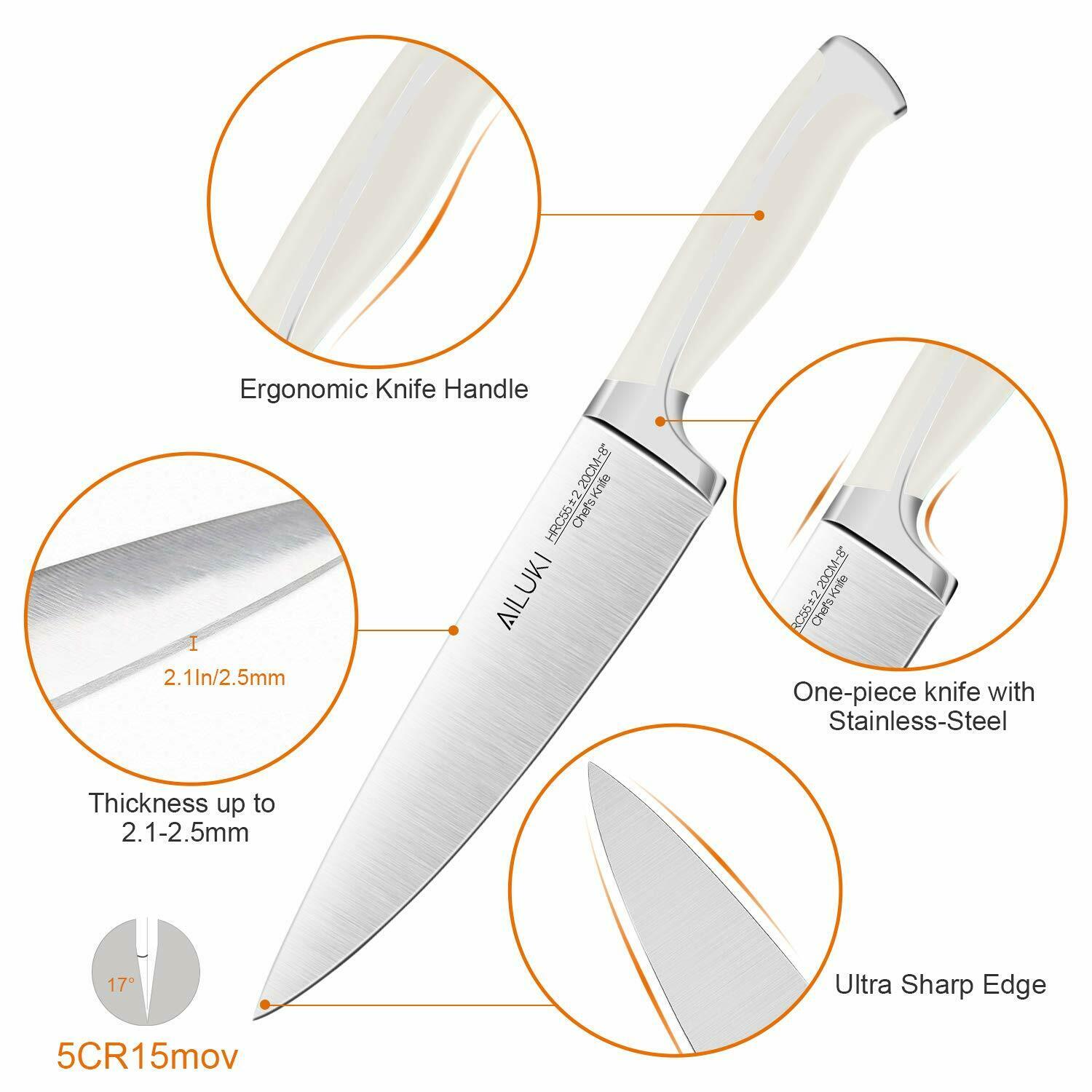 Knife Set, 19-Piece Kitchen Knife Set with Block Wooden German Stainless Steel - Fresh Stock Dated January 2026