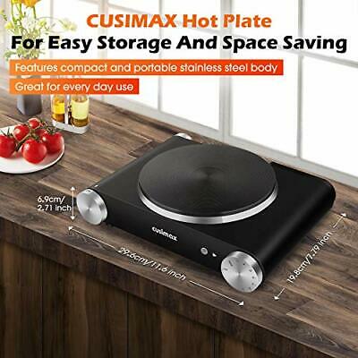 CUSIMAX Electric Burner Hot Plate Cooking Cast Iron hot plates Adjustable Tem... - Fresh Stock Dated February 2026