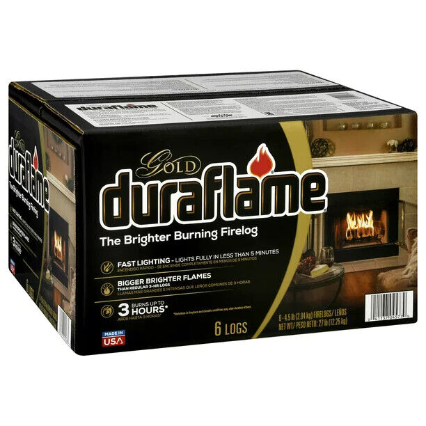 Duraflame Gold Ultra Premium 4.5lb Firelogs, 6-Pack Case, 3 Hour Burn - Fresh Stock Dated January 2026