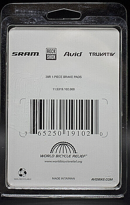 Avid 20R Mountain Bike Performance Symmetrical V-Type Rim Brake Pads - Fresh Stock Dated December 2025