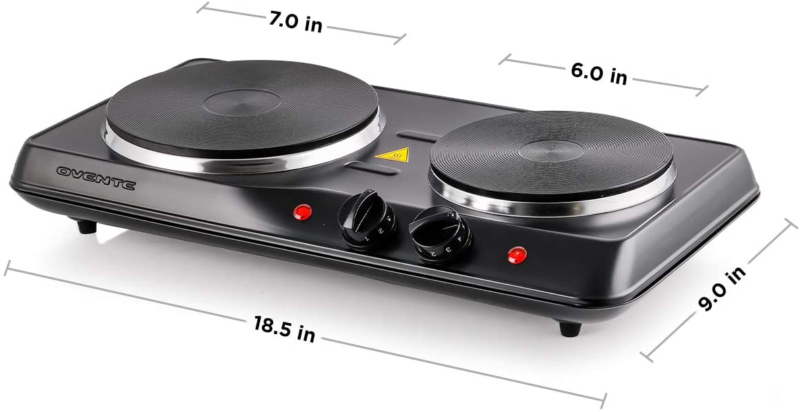 1700W Double Hot Plate Electric Countertop Cast Iron Burner Portable Black NEW - Fresh Stock Dated February 2026