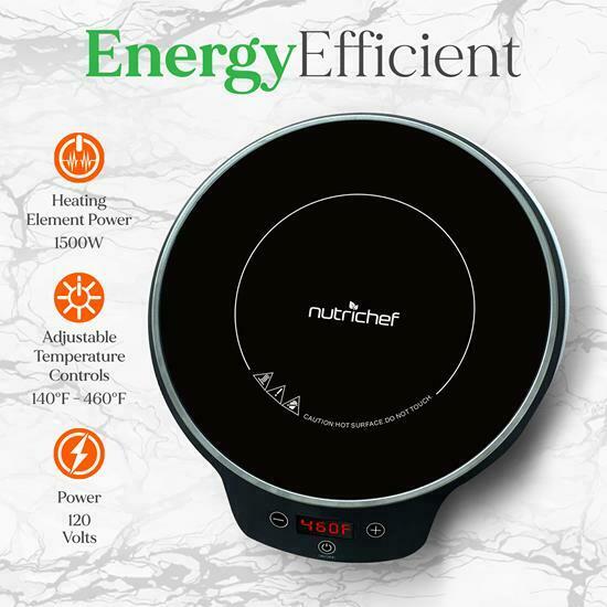 NutriChef Portable Single Burner Induction Cooktop Cooktop-1500W Electric Ind... - Fresh Stock Dated February 2026