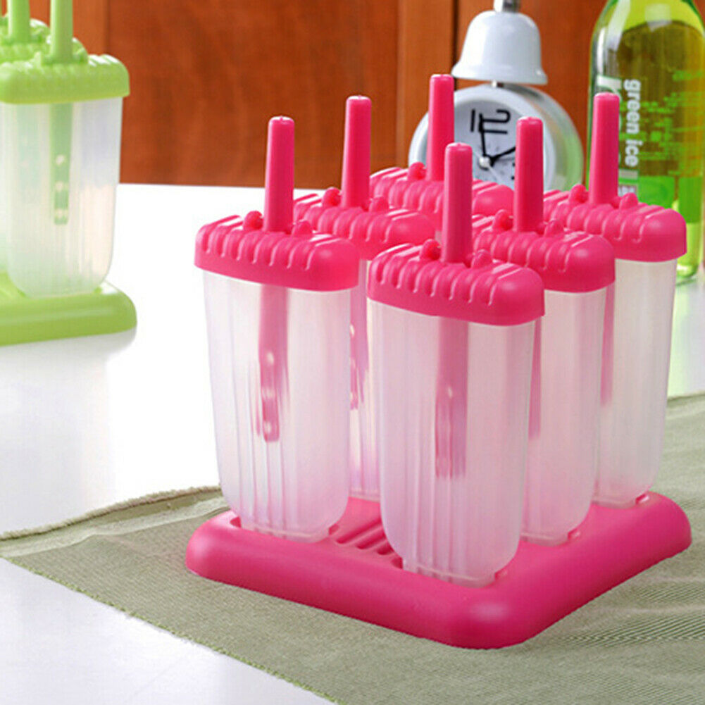 6 Cells DIY Popsicle Molds Ice Cream Makers Frozen Ice-lolly Moulds (Rose) - Fresh Stock Dated February 2026