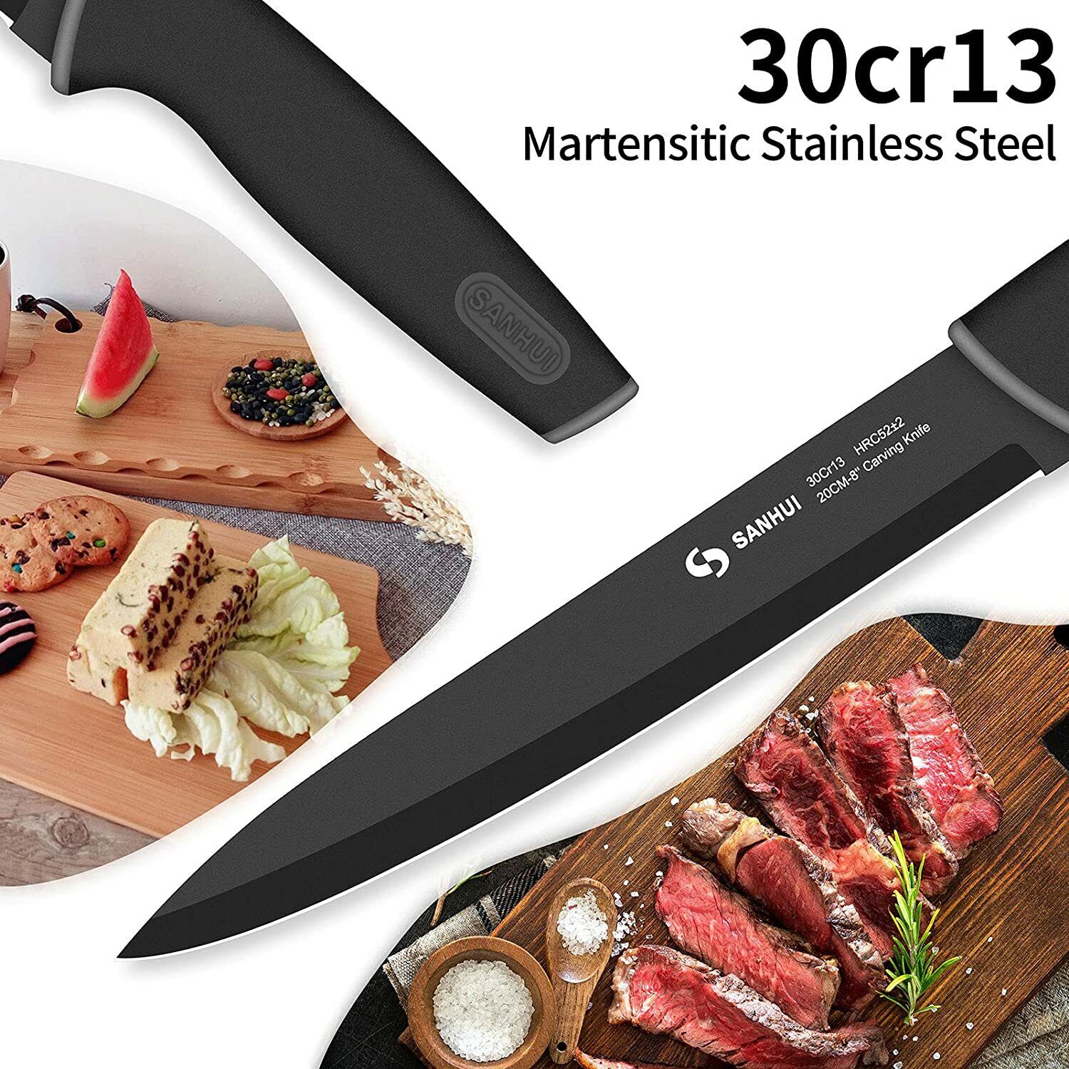 Knife Set Sharp Stainless Steel Professional Chef Cutlery Steak Kitchen Knives - Fresh Stock Dated February 2026