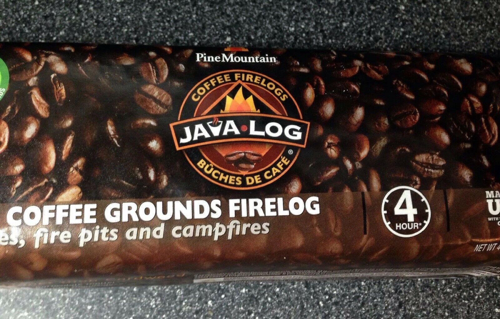 Pine Mountain Java Log Recycled Coffee Grounds Hour Time 4, Long Burning Firelog - Fresh Stock Dated December 2025