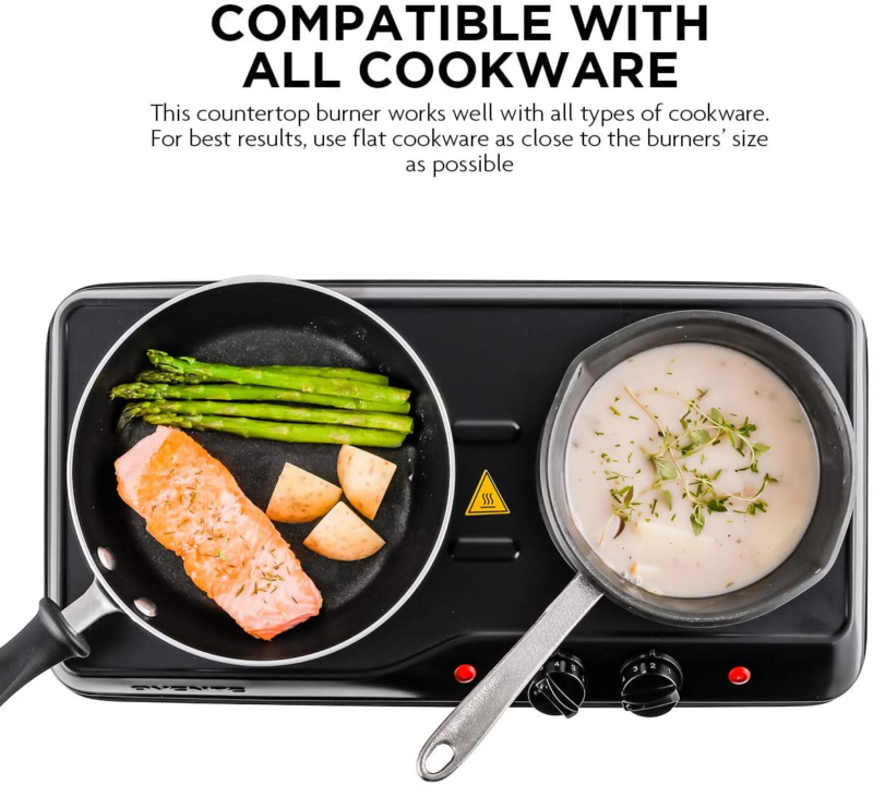 Camp Stove Emergency Small Electric Indoor Dual Kitchen Countertop Best 2-Burner - Fresh Stock Dated February 2026