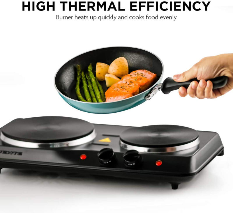 1700W Double Hot Plate Electric Countertop Cast Iron Burner Portable Black NEW - Fresh Stock Dated February 2026