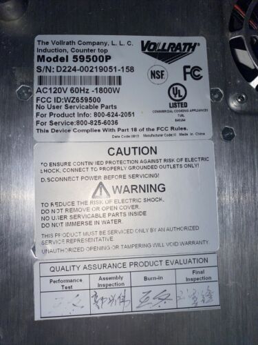 Vollrath 59500P Mirage Pro Countertop Induction Cooker 120-V 1800-Watts NICE - Fresh Stock Dated February 2026