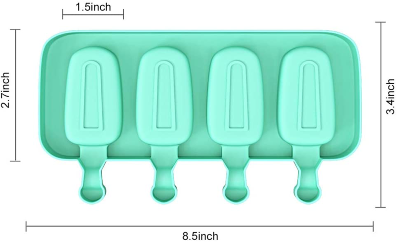 Popsicle Molds for Kids 2 Pcs Silicone Cake Ice Pop Mold 4 Cavities Homemade - Fresh Stock Dated February 2026