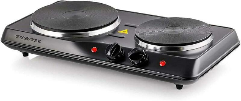 1700W Double Hot Plate Electric Countertop Cast Iron Burner Portable Black NEW - Fresh Stock Dated February 2026