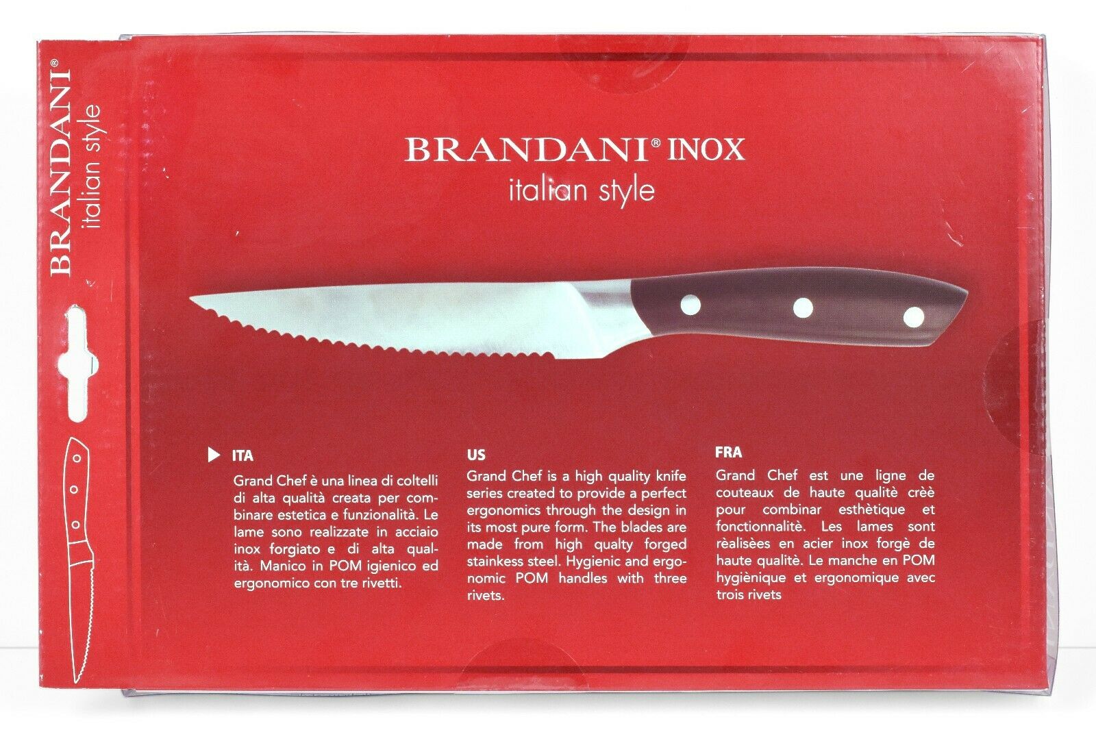 *NEW* 4 x Brandani Forged Stainless Steel Steak Knives - Ergonomic Handles *NIB* - Fresh Stock Dated February 2026